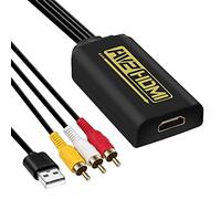 Kuyia Convertitore da 3 Rca maschio a Hdmi 1,2 mt, cvbs audio video 1080P, supporto Pal, Ntsc
