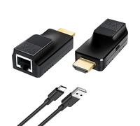 KUYIA Extender HDMI 60 m con 1080p @ 60Hz 3D HDMI Ripetitore RJ45 a HDMI convertitore trasferimento singolo da Cat5e/Cat6/Cat7 cavo OFC con adattatore di alimentazione 5V