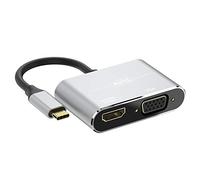 KUYIA Type C a HDMI e VGA 2 in 1 convertitore adattatore per MacBook, Chromebook Pixel, Galaxy S8 e more (grigio)