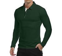 KUYIGO Herren Poloshirt Langarm Sporthemden Tennis Golf Basic T-Shirt XXL Mori Grün