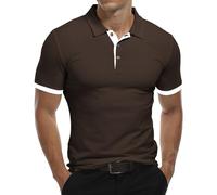 KUYIGO Polo a Manica Corta da Uomo Camicie in Cotone dal Design di Base Slim Fit Casual M Marrone
