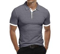 KUYIGO Polo da Uomo a Maniche Corte e Lunghe Camicie Casual in Cotone dal Design Essenziale Slim Fit XXL Grigio Scuro