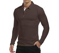 KUYIGO T Shirt Uomo Manica Lunga Cotone Sportive Golf Tennis Magliette di Base XXL Marrone