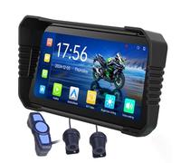 KUYNMCS Dashcam DVR for Moto da 6,25", Carplay E Android Auto, Sistema di Navigazione GPS, Doppia Telecamera 1080P, Registrazione in Loop, Bluetooth, Controller Cablato, Scheda da 128 GB Inclusa