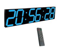 KUYNMCS Orologio da Parete Digitale da 27 Pollici, Dimmer Automatico, Sveglia, Calendario, Termometro, Luminosità A 8 Livelli, for Mensa di Magazzini Industriali, con Telecomando(Blue)