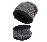 KUYOU Cappello Bambino Invernale Unisex Berretto in Maglia con Sciarpa (Grau)