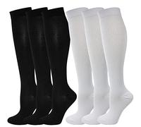 Kuzimua 6 Paia di Calze a Compressione Graduata per Uomo E Donna, per Sport, Running, Corsa, Escursioni, Ciclismo, Giri in Bici, Sportive, Gravidanza, Viaggi in Aereo (M, 3x Nero+ 3x Bianco)