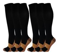 Kuzimua 6 Paia di Calze a Compressione Graduata per Uomo E Donna, per Sport, Running, Corsa, Escursioni, Ciclismo, Giri in Bici, Sportive, Gravidanza, Viaggi in Aereo (M, Nero&Marrone)