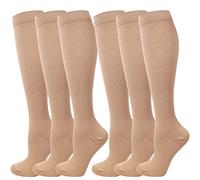 Kuzimua 6 Paia di Calze a Compressione Graduata per Uomo E Donna, per Sport, Running, Corsa, Escursioni, Ciclismo, Giri in Bici, Sportive, Gravidanza, Viaggi in Aereo (M, Marrone)