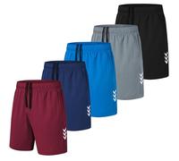 kuzwufs Pantaloncini Palestra Uomo Sportivi Corsa Pantaloncini 5 Pezzi Asciugatura Veloce con Tasche Allenamento Jogging ed Tennis Nero/Grigio/Navy/Blu/Rosso-XXL
