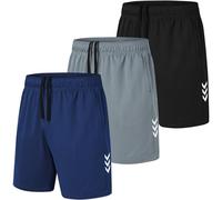 kuzwufs Sportivi Pantaloncini Uomo 3 Pezzi da Uomo Palestra Corsa Pantaloncini Corsa Fitness Shorts per Giocare a Basket e Correre Nero/Grigio/Navy-XXL