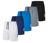 kuzwufs Sportivi Pantaloncini Uomo 5 Pezzi da Uomo Palestra Corsa Pantaloncini Corsa Fitness Shorts per Giocare a Basket e Correre Nero/Grigio/Navy/Bianco/Blu-M