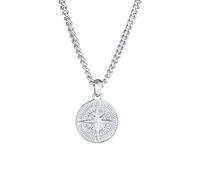 Kuzzoi 0104780921_50 - Collana da uomo in argento Sterling 925, con ciondolo a forma di bussola (34 mm), in argento Sterling 925, lunghezza 50 cm, lavorata a mano