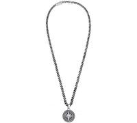 Kuzzoi 0112671018_50 - Collana da uomo in argento Sterling 925 ossidato con ciondolo a bussola, lunghezza 50 cm, catena a maglia barbazzale con ciondolo, lavorazione di alta qualità e fatta a mano