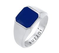 Kuzzoi 0609280721 - Anello da uomo con sigillo, 12 mm di larghezza, in argento Sterling 925 massiccio, anello classico smaltato per uomo, anello per uomo con piastra smaltata, misura: 54-66, 58.0000
