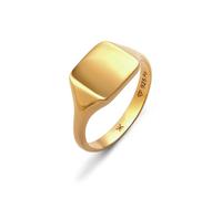 Kuzzoi Anello con sigillo da uomo lucidato in argento sterling 925 placcato oro, classico anello in argento massiccio per uomini, misura 60-66, 0603742725, 64, Argento sterling
