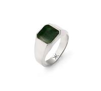 Kuzzoi Anello con sigillo da uomo, rettangolare, con smalto verde, in argento sterling 925, anello in argento massiccio (10 mm), per uomini di misura 54-66, 0605212925, 54, Smaltato