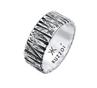 Kuzzoi Anello da uomo con design artistico strutturato, anello a fascia in argento sterling 925, massiccio (9 mm) di larghezza in argento Sterling 925, martellato, anello ossidato per uomini