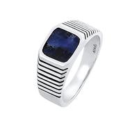 Kuzzoi Anello da uomo con pietra preziosa sodalite, argento sterling 925, anello con sigillo massiccio, larghezza 10 mm, misura 62