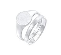 Kuzzoi Anello da uomo con sigillo (12 mm) e anello classico (3 mm) in argento Sterling 925, 2 anelli in argento massiccio per uomo, colore: argento
