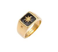 Kuzzoi Anello da uomo con sigillo in argento Sterling 925, larghezza 11 mm, finitura dorata con smalto nero e stella, anello in oro da uomo, colore: gold, cod. 0606182620_64