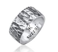 Kuzzoi Anello da uomo in argento 925 massiccio, design martellato, 10 mm, 66, Argento sterling