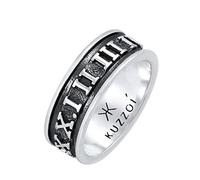 Kuzzoi Anello da uomo in argento Sterling 925 ossidato, con numeri romani, anello da uomo da 60 a 66, 0602430921 e oro ossidato, 66, colore: argento, cod. 0602430921_66