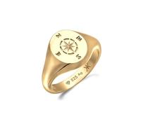 Kuzzoi Anello da uomo in argento sterling 925 placcato oro, con bussola, con simbolo rosa dei venti in argento sterling 925, con sigillo marittimo, misura anello da 60 a 66, 0601292825, 60