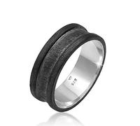 Kuzzoi Anello da uomo, largo, larghezza 8 mm, in argento Sterling 925, ossidato, design basic, nero, anello da uomo, misura 60-66, 0607691620, Argento sterling