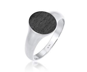 Kuzzoi - Anello da uomo ovale, opaco, brunito, larghezza 12 mm, in argento Sterling 925, lucido, anello per uomo di taglia 58, colore: Nero e Argento, 24, colore: argento