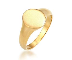Kuzzoi - Anello ovale, massiccio, opaco, larghezza 12 mm, in argento sterling 925 con rivestimento in oro, anello con sigillo in argento sterling 925, misura 54