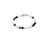KUZZOI - Bracciale beads Ball Agata Blu 925 Sterling Silver Gold-plated Bracciali e Braccialetti 1 pieces male