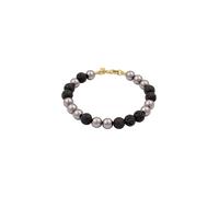 KUZZOI - Bracciale beads maschile Ball Lava Perla sintetica Grigio 925 Sterling Silver Bracciali e Braccialetti 1 pieces female