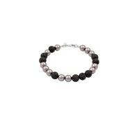KUZZOI - Bracciale beads maschile Ball Lava Perla sintetica Grigio 925 Sterling Silver Bracciali e Braccialetti 1 pieces female