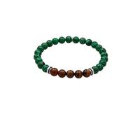 KUZZOI - Bracciale beads maschile Ball Occhio di tigre Marrone 925 Sterling Silver Bracciali e Braccialetti 1 pieces male