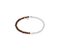 KUZZOI - Bracciale beads maschile Occhio di Tigre Marrone 925 Sterling Silver Bracciali e Braccialetti 1 pieces male