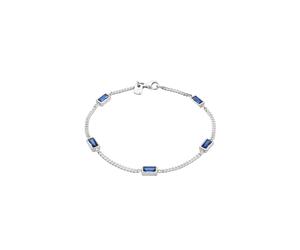KUZZOI - Bracciale con Pietre Rettangolo Zaffiro Sintetico Blu 925 Sterling Silver Gioielli da uomo 1 pieces male