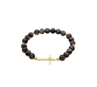 KUZZOI - Bracciale Croce Lavakite Grigio 925 Sterling Silver Gold-plated Bracciali e Braccialetti 1 pieces male