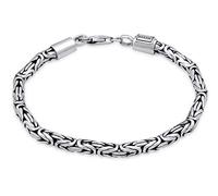 Kuzzoi - Bracciale da uomo con Buddha realizzato a mano in vero argento Sterling 925 massiccio, con moschettone, 4 mm di larghezza, colore: argento, cod. 0206141819_23