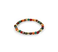 KUZZOI Bracciale da uomo con perle di vetro (5 mm) arancione verde retrò | Bracciale di perle in argento sterling 925 placcato oro, lunghezza 19 cm - 23 cm