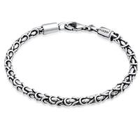 KUZZOI Bracciale da uomo in argento Sterling massiccio 925, Buddha, realizzato a mano (4 mm) in argento sterling 925 ossidato, bracciale reale massiccio per uomini, 16 g di peso, 0202332422, 19