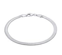 Kuzzoi Bracciale in argento Sterling 925 massiccio per uomo Bracciale piatto a spina di pesce da uomo (4 mm) fatto a mano, larghezza 4 mm, 0201852821, 21 centimeters, Argento sterling