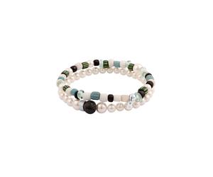 KUZZOI - Bracciale Set con perle Shell Pearl Synthetic Pearl Bianco 925 Sterling Silver Gioielli da uomo 1 pieces male