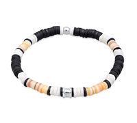 Kuzzoi Buddha 0201331923 - Bracciale da uomo in argento sterling 925, stile vintage, casual, elasticizzato, con conchiglia, gioiello estivo, per surfisti, lunghezza 19-23 cm