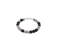 Kuzzoi Buddha 0203652525 - Bracciale da uomo con perle laviche (8 mm) ed elementi in argento Sterling 925, lunghezza 19 cm -23 cm, 21 cm, Argento sterling, Pietra lavica Perla