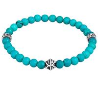 Kuzzoi Buddha 020469222 - Bracciale da uomo con perle di pietra howlite (turchese), perline in argento sterling 925, Chakra, braccialetto energetico, lunghezza 19-23 cm elastico, 020469222