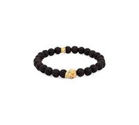 Kuzzoi Buddha 0207261725 - Bracciale da uomo con perle di lava (nero) e teschio perlina in argento Sterling 925, con pietre di pietra, lunghezza 19-23 cm, 19 cm, Argento sterling, Pietra lavica Perla