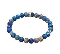 Kuzzoi Buddha 0207511522 - Bracciale da uomo in perle di agata di colore blu, perline organiche in argento sterling 925, chakra, yoga, bracciale energia, bracciale in pietra, lunghezza 19-23 cm,