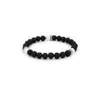 Kuzzoi Buddha 0207621725 - Bracciale da uomo con perle laviche (8 mm) ed elementi in argento Sterling 925, lunghezza 19-23 cm, 19 cm, Argento sterling, Pietra lavica Perla