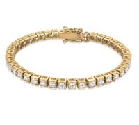 Kuzzoi Buddha 0210883124 - Bracciale da tennis da uomo, in argento sterling 925, placcato oro 24 K, con zirconi, lunghezza 19 cm -23 cm, 23 cm, Argento sterling Zirconia cubica, Zirconia cubica